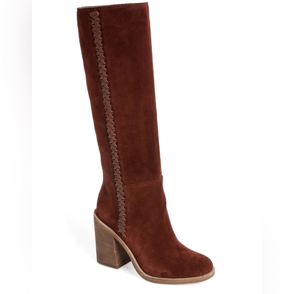UGG Maroon Heeled Boots with Stitch Detail